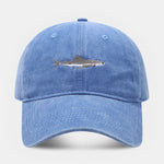 Shark Embroidered Washed Baseball Cap