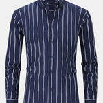 Long Sleeve Stripe Cotton Button Up Shirt