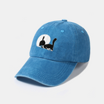 Middle Paw Cat Print Washed Baseball Cap