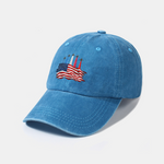Patriotic USA Jet Flyover Print Washed Baseball Cap