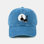 Middle Paw Cat Print Washed Baseball Cap
