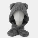 Cute Little Bear Ear Solid Color Scarf And Hat Integrated Warm Hat