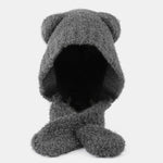 Cute Little Bear Ear Solid Color Scarf And Hat Integrated Warm Hat
