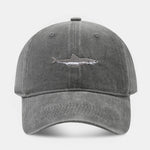 Shark Embroidered Washed Baseball Cap