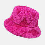 Contrast Color Stitching Plush Warm Bucket Hat
