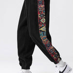 Ethnic Geometric Jacquard Patchwork Corduroy Pants