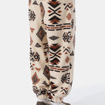 Tribal Geometry Pattern Teddy Jogger Pants