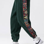 Ethnic Geometric Jacquard Patchwork Corduroy Pants