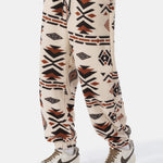Tribal Geometry Pattern Teddy Jogger Pants
