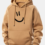 Smiley Face Print Drawstring Hoodie & Smiley Face Print Jogger Pants