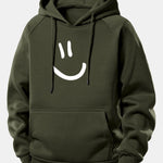 Smiley Face Print Drawstring Hoodie & Smiley Face Print Jogger Pants