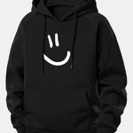 Smiley Face Print Drawstring Hoodie & Smiley Face Print Jogger Pants