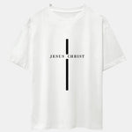 Jesus Christ Stripe Print Drop Shoulder Oversize T-Shirt