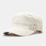 Solid Side Buckle Flat Top Baseball Cap