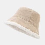 Retro Corduroy And Lambswool Patchwork Double-sided Plush Bucket Hat
