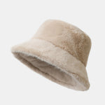 Faux Mink Fur Wide Brim Plush Bucket Hat