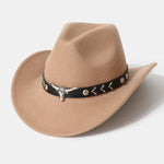 Bull Adorned Bohemian Felt Cowboy Hat