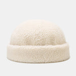 Warm Lamb Fleece Simple Solid Color Brimless Hat