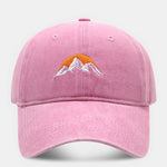 Mountain Sunset Embroidered Washed Distressed Baseball Cap