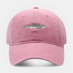 Shark Embroidered Washed Baseball Cap