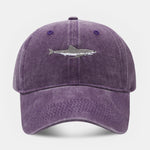 Shark Embroidered Washed Baseball Cap