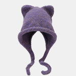 Cute Hat With Cat Ears And Braids For Winter Outdoor Warmth