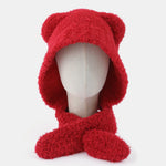 Cute Little Bear Ear Solid Color Scarf And Hat Integrated Warm Hat