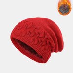 Warm Fleece Lined Thickened Double-layer Design Vintage Knitted Hat