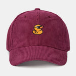 Duck Embroidered Corduroy Baseball Cap
