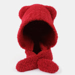 Cute Little Bear Ear Solid Color Scarf And Hat Integrated Warm Hat