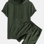 Kangaroo Pocket Waffle Hooded T-Shirt & Shorts