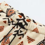 Tribal Geometry Pattern Teddy Jogger Pants