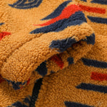 Relax Fit Contrast Tribal Geometry Teddy Jacket