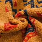 Relax Fit Contrast Tribal Geometry Teddy Jacket