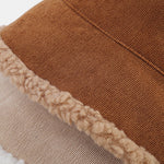 Retro Corduroy And Lambswool Patchwork Double-sided Plush Bucket Hat