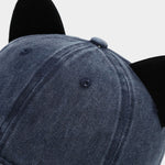 Velvet Cat Ear Design Washed Baseball Cap
