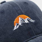 Mountain Sunset Embroidered Washed Distressed Baseball Cap
