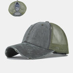 Vintage Distressed Mesh Ponytail Baseball Cap