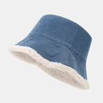 Retro Corduroy And Lambswool Patchwork Double-sided Plush Bucket Hat