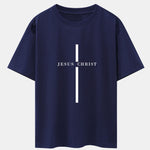 Jesus Christ Stripe Print Drop Shoulder Oversize T-Shirt