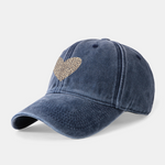 Leopard Heart Print Washed Baseball Cap
