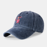 Pink Panther With V Sign Print Washed Baseball Cap