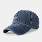 Dachshund Wearing Striped Sweater Print Washed Baseball Cap