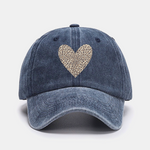 Leopard Heart Print Washed Baseball Cap