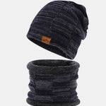 Winter Fleece Lined Beanie Hat Scarf Set