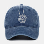 Skull Embroidery Pattern Vintage Distressed Washable Baseball Cap