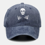 Skull Print Washed Distressed Baseball Cap