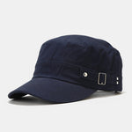 Solid Side Buckle Flat Top Baseball Cap