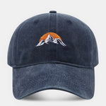 Mountain Sunset Embroidered Washed Distressed Baseball Cap