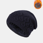 Warm Fleece Lined Thickened Double-layer Design Vintage Knitted Hat